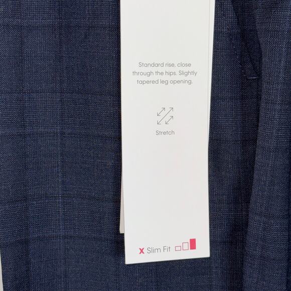 Calvin Klein Men's Slim-Fit Wool-Blend Stretch Plaid Suit Pant navy 36x34 $200 - Picture 4 of 9